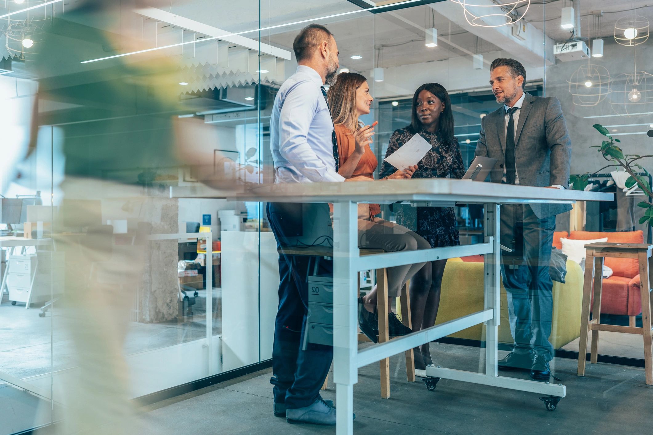 Business professionals collaborating in a conference room
