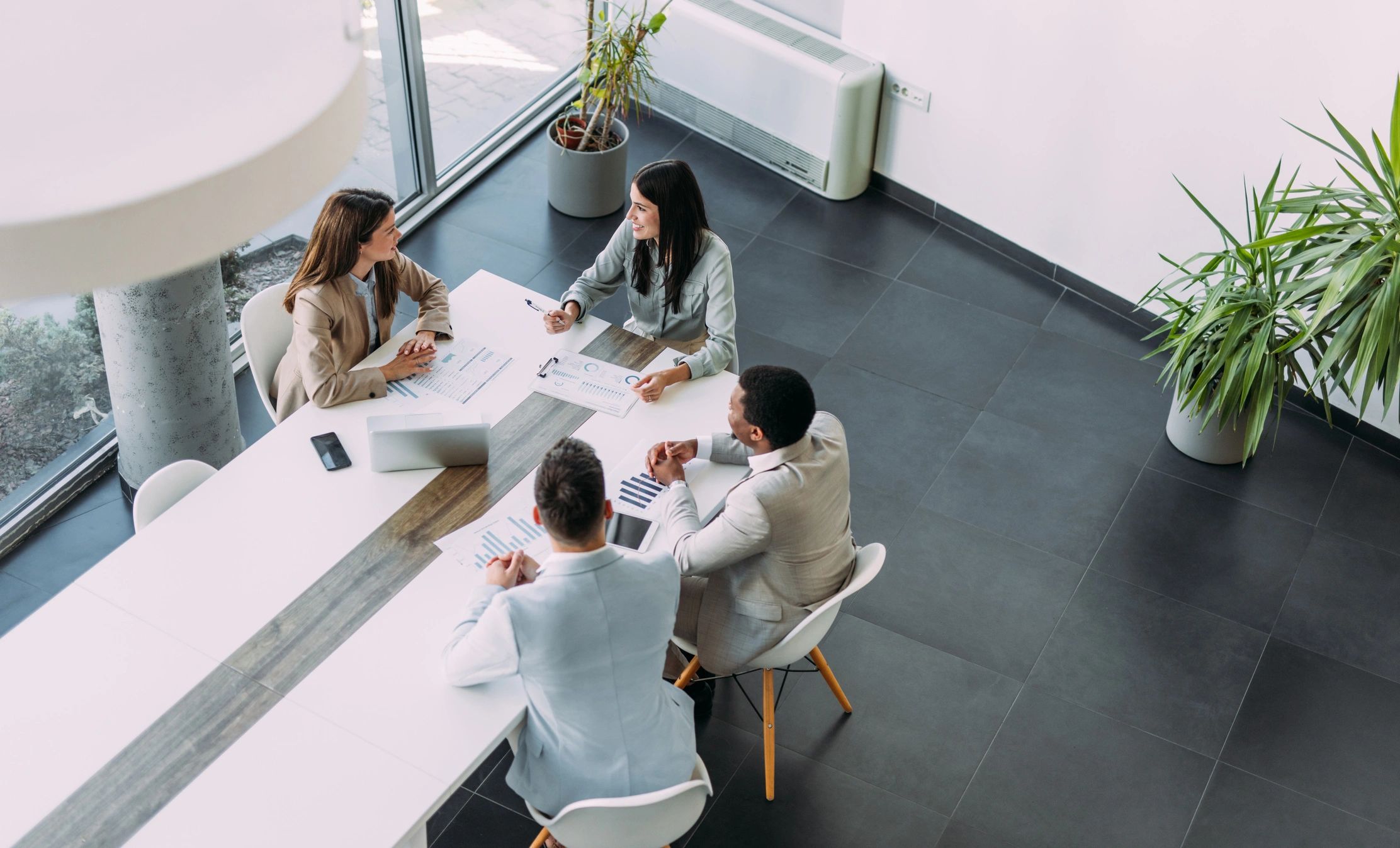 Leadership team in a boardroom strategy session